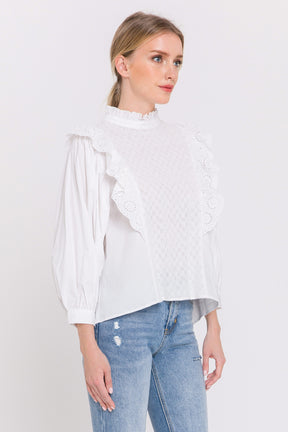High Low Lace Combo Blouse