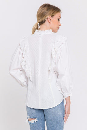 High Low Lace Combo Blouse