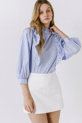 High Low Lace Combo Blouse
