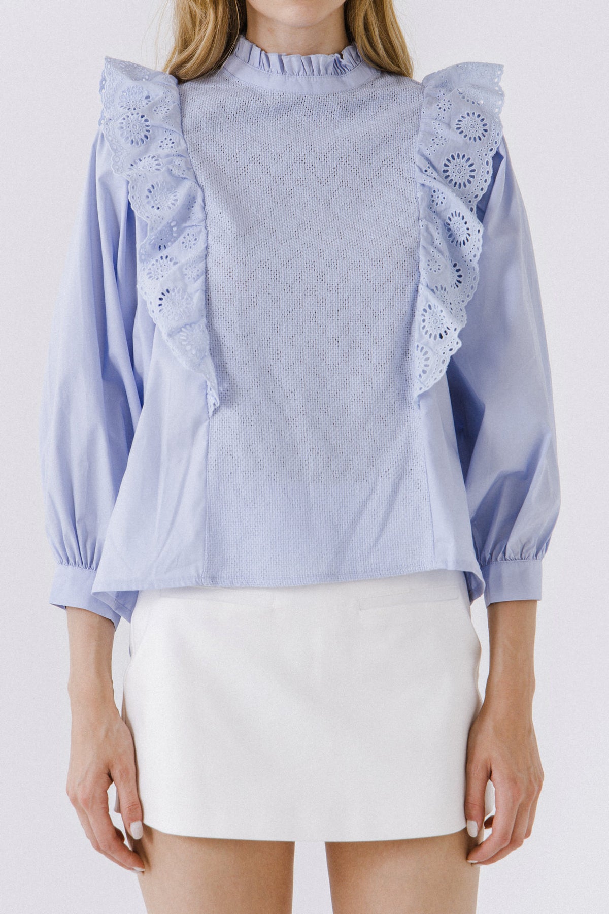 High Low Lace Combo Blouse