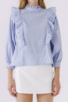 High Low Lace Combo Blouse