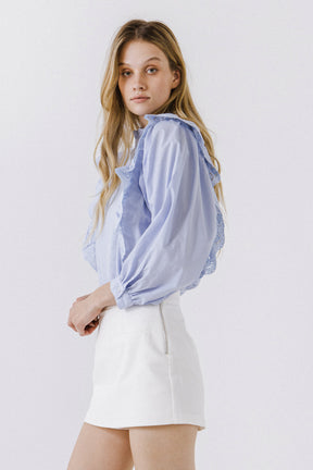 High Low Lace Combo Blouse