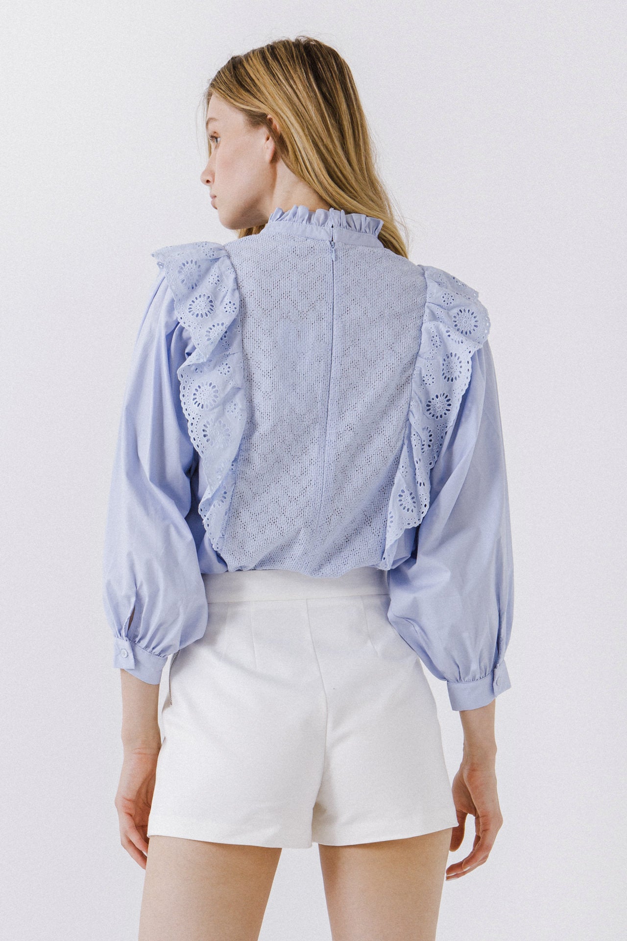 High Low Lace Combo Blouse