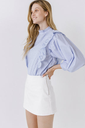 High Low Lace Combo Blouse