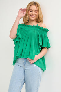 Pleated Off the Shoulder Top