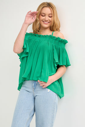 Pleated Off the Shoulder Top
