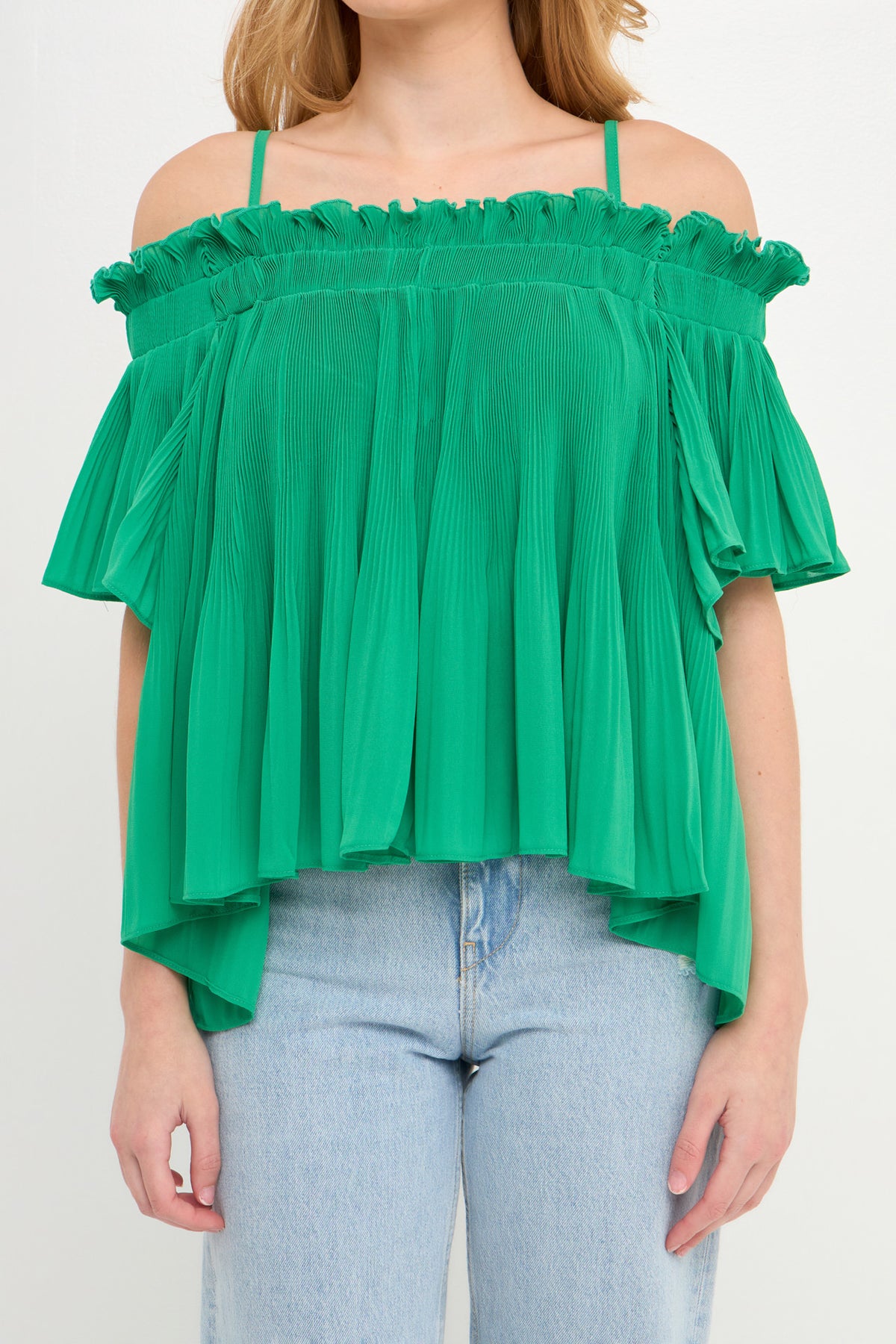 Pleated Off the Shoulder Top