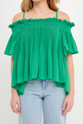 Pleated Off the Shoulder Top