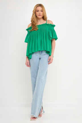 Pleated Off the Shoulder Top