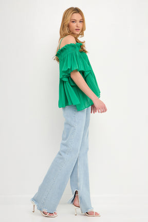 Pleated Off the Shoulder Top