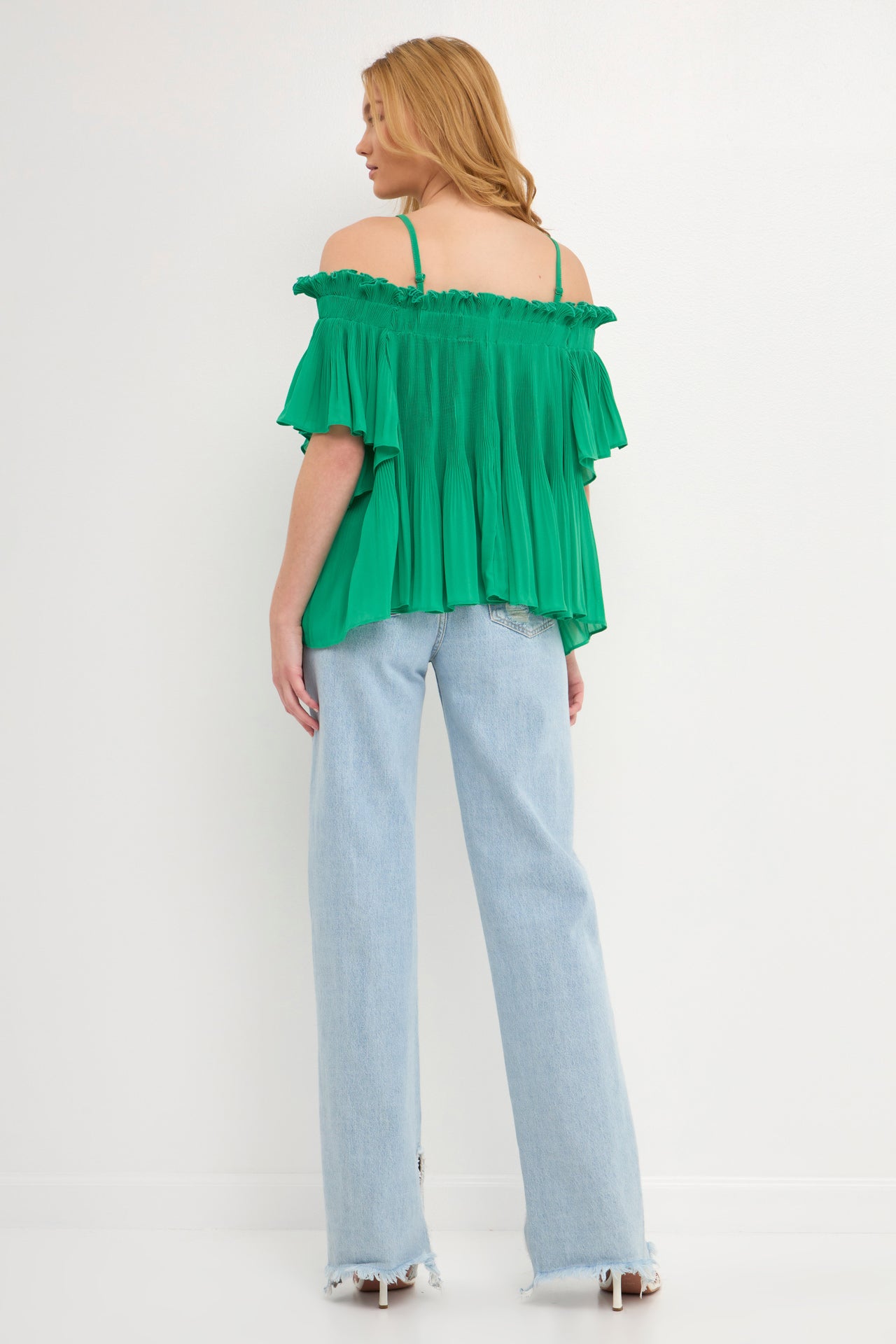 Pleated Off the Shoulder Top