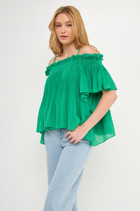 Pleated Off the Shoulder Top