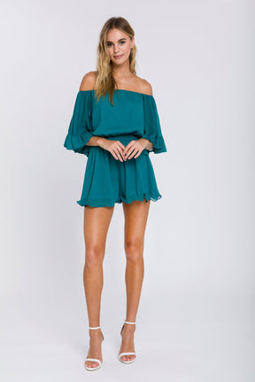 Ruffled Sleeve Romper