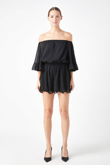 ENDLESS ROSE - Endless Rose - Ruffled Sleeve Romper - ROMPERS available at Objectrare