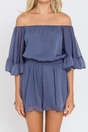 Ruffled Sleeve Romper