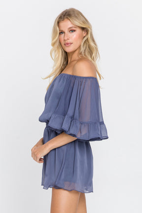 Ruffled Sleeve Romper