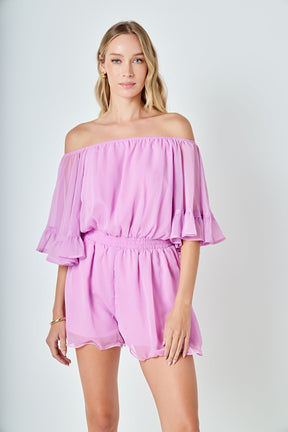 ENDLESS ROSE - Ruffled Sleeve Romper - ROMPERS available at Objectrare