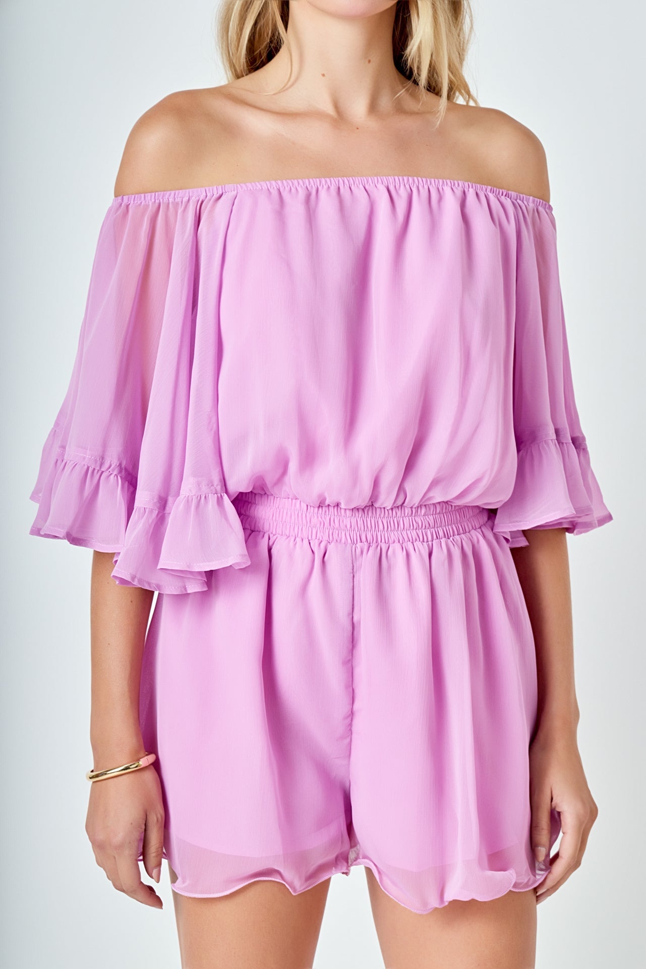 ENDLESS ROSE - Ruffled Sleeve Romper - ROMPERS available at Objectrare