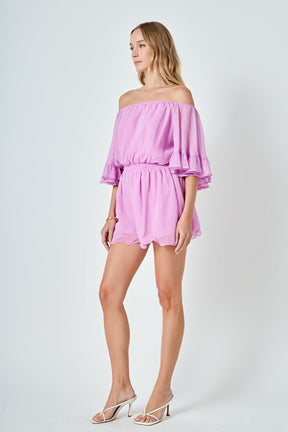 ENDLESS ROSE - Ruffled Sleeve Romper - ROMPERS available at Objectrare