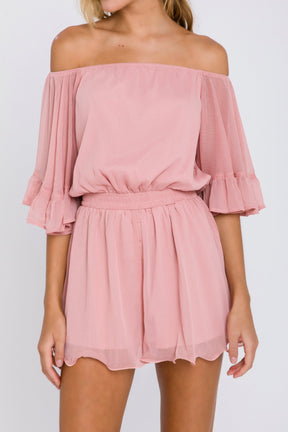 Ruffled Sleeve Romper