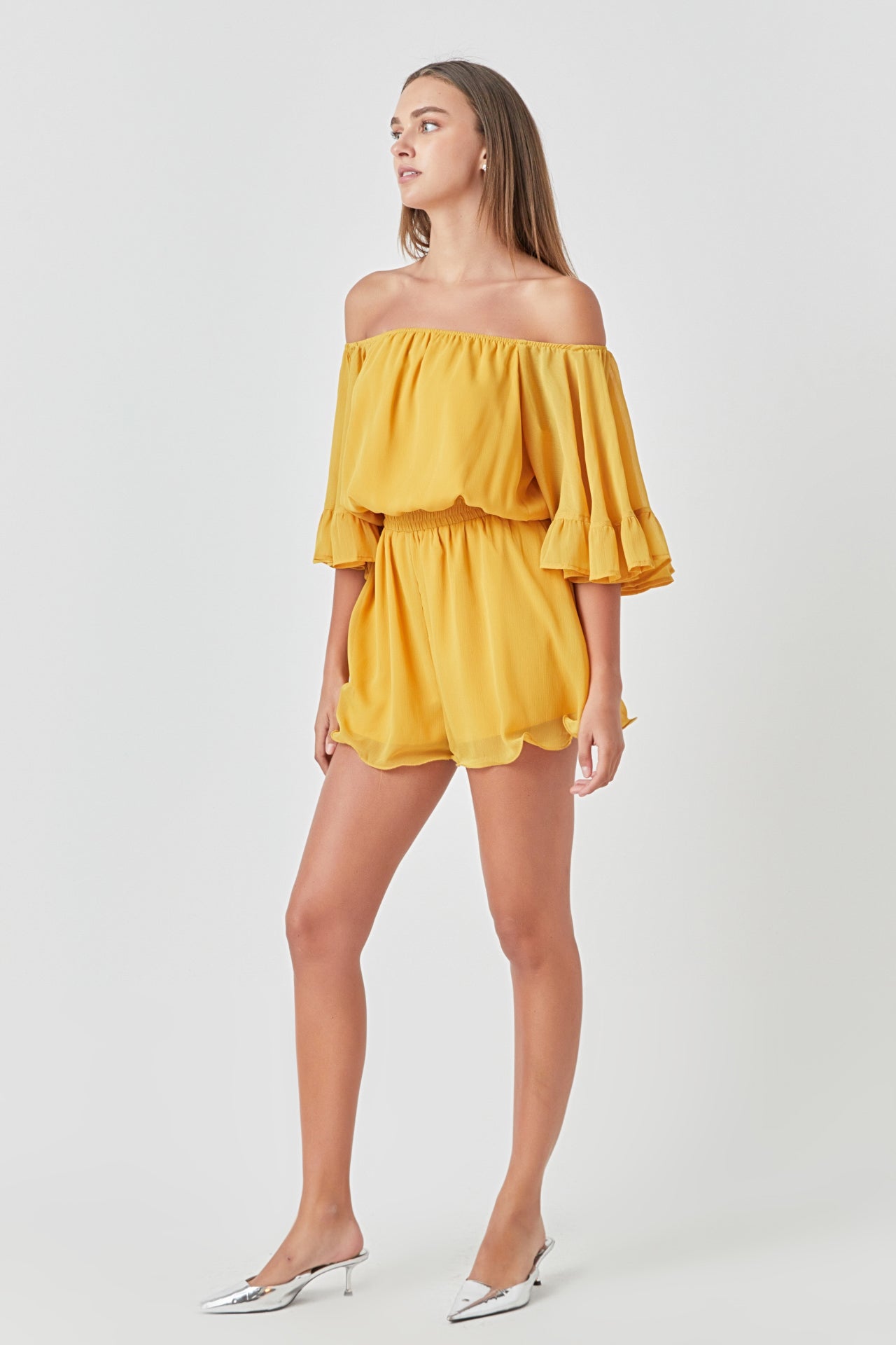 ENDLESS ROSE - Endless Rose - Ruffled Sleeve Romper - ROMPERS available at Objectrare