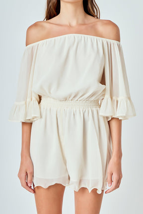 Ruffled Sleeve Romper