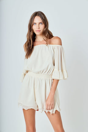 Ruffled Sleeve Romper