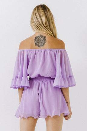 Ruffled Sleeve Romper