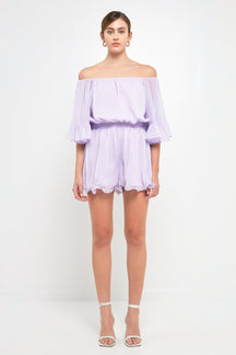 Ruffled Sleeve Romper