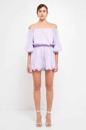 Ruffled Sleeve Romper