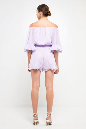 Ruffled Sleeve Romper