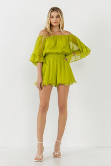 Ruffled Sleeve Romper