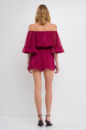 Ruffled Sleeve Romper