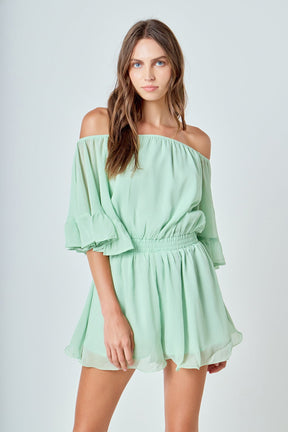 ENDLESS ROSE - Ruffled Sleeve Romper - ROMPERS available at Objectrare