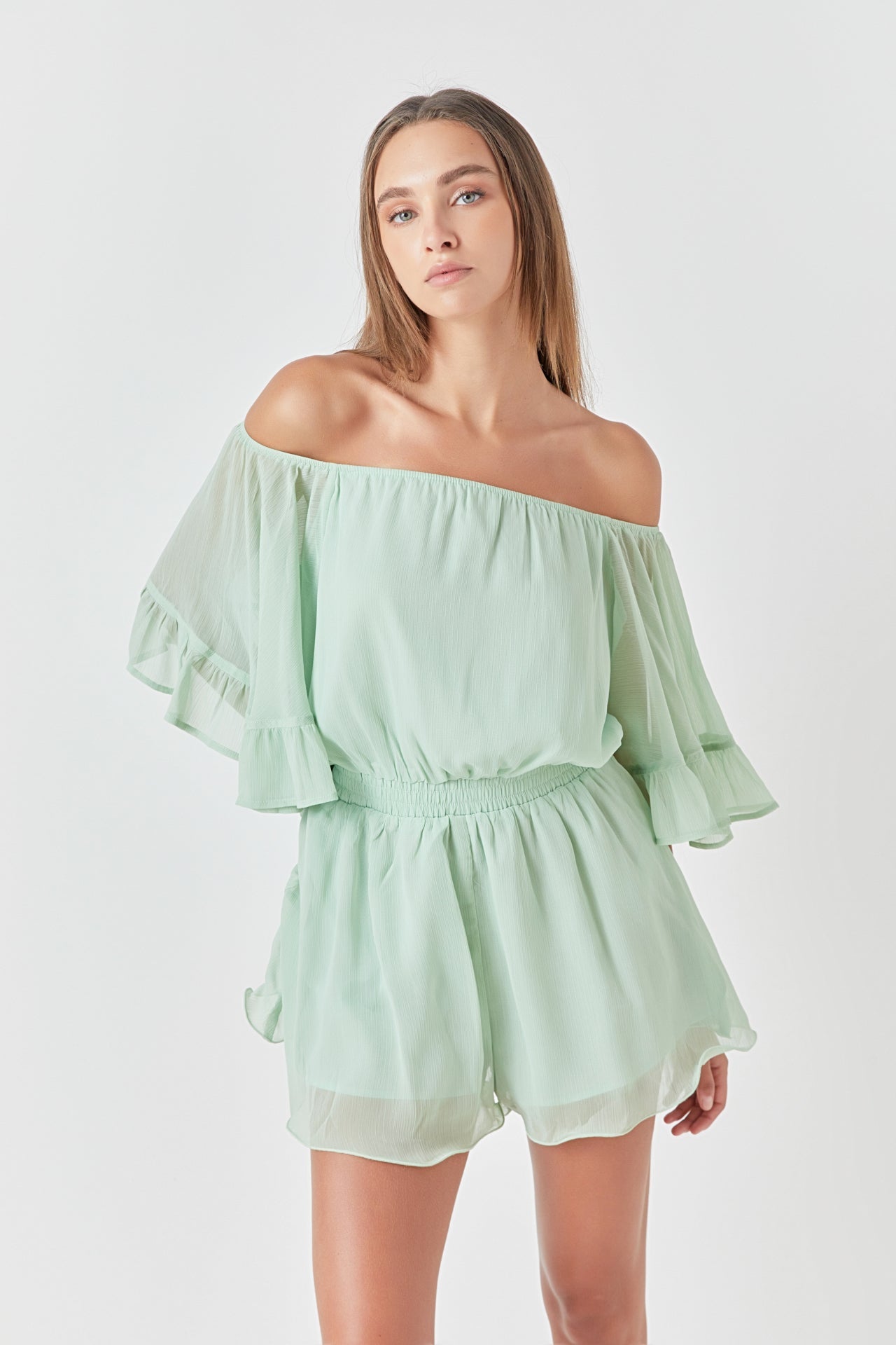 ENDLESS ROSE - Endless Rose - Ruffled Sleeve Romper - ROMPERS available at Objectrare