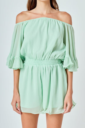 ENDLESS ROSE - Ruffled Sleeve Romper - ROMPERS available at Objectrare