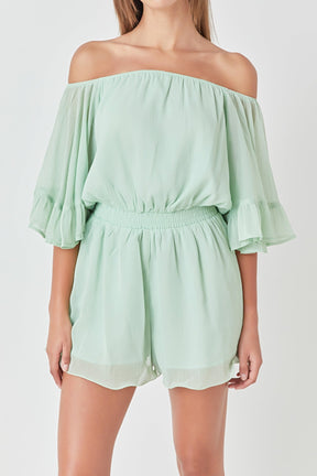 ENDLESS ROSE - Endless Rose - Ruffled Sleeve Romper - ROMPERS available at Objectrare