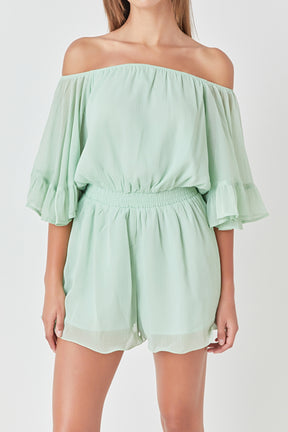 ENDLESS ROSE - Ruffled Sleeve Romper - ROMPERS available at Objectrare