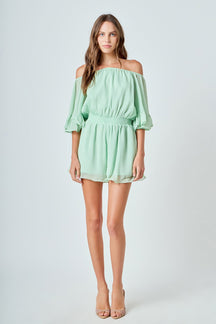 ENDLESS ROSE - Ruffled Sleeve Romper - ROMPERS available at Objectrare
