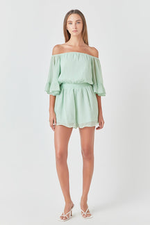 ENDLESS ROSE - Endless Rose - Ruffled Sleeve Romper - ROMPERS available at Objectrare