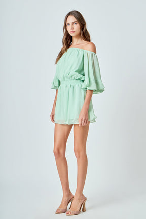 ENDLESS ROSE - Ruffled Sleeve Romper - ROMPERS available at Objectrare