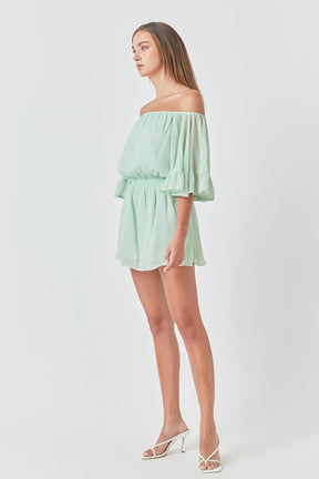 ENDLESS ROSE - Endless Rose - Ruffled Sleeve Romper - ROMPERS available at Objectrare