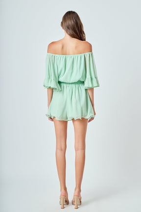 ENDLESS ROSE - Ruffled Sleeve Romper - ROMPERS available at Objectrare