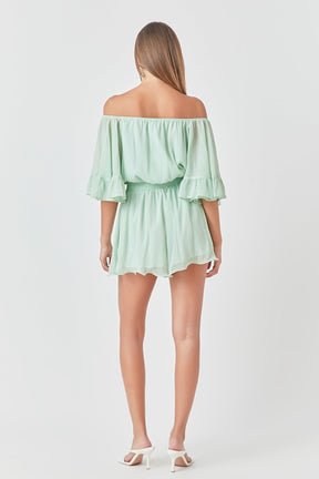 ENDLESS ROSE - Endless Rose - Ruffled Sleeve Romper - ROMPERS available at Objectrare