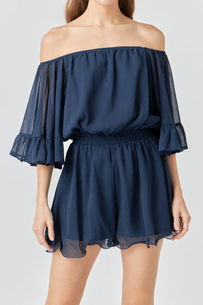 ENDLESS ROSE - Endless Rose - Ruffled Sleeve Romper - ROMPERS available at Objectrare