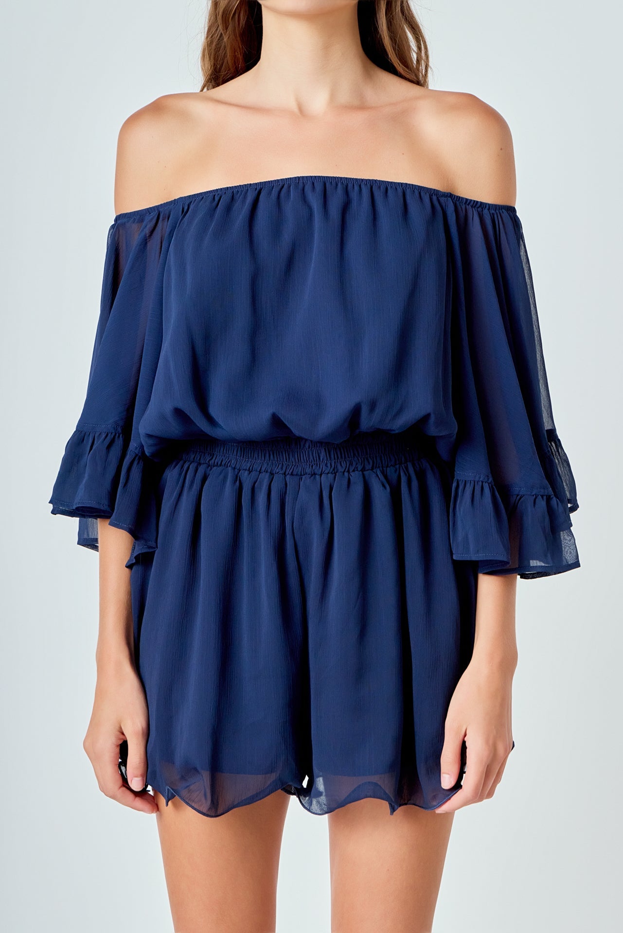 Ruffled Sleeve Romper