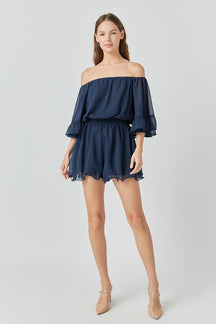 ENDLESS ROSE - Endless Rose - Ruffled Sleeve Romper - ROMPERS available at Objectrare