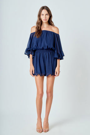 Ruffled Sleeve Romper