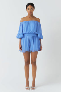 Ruffled Sleeve Romper