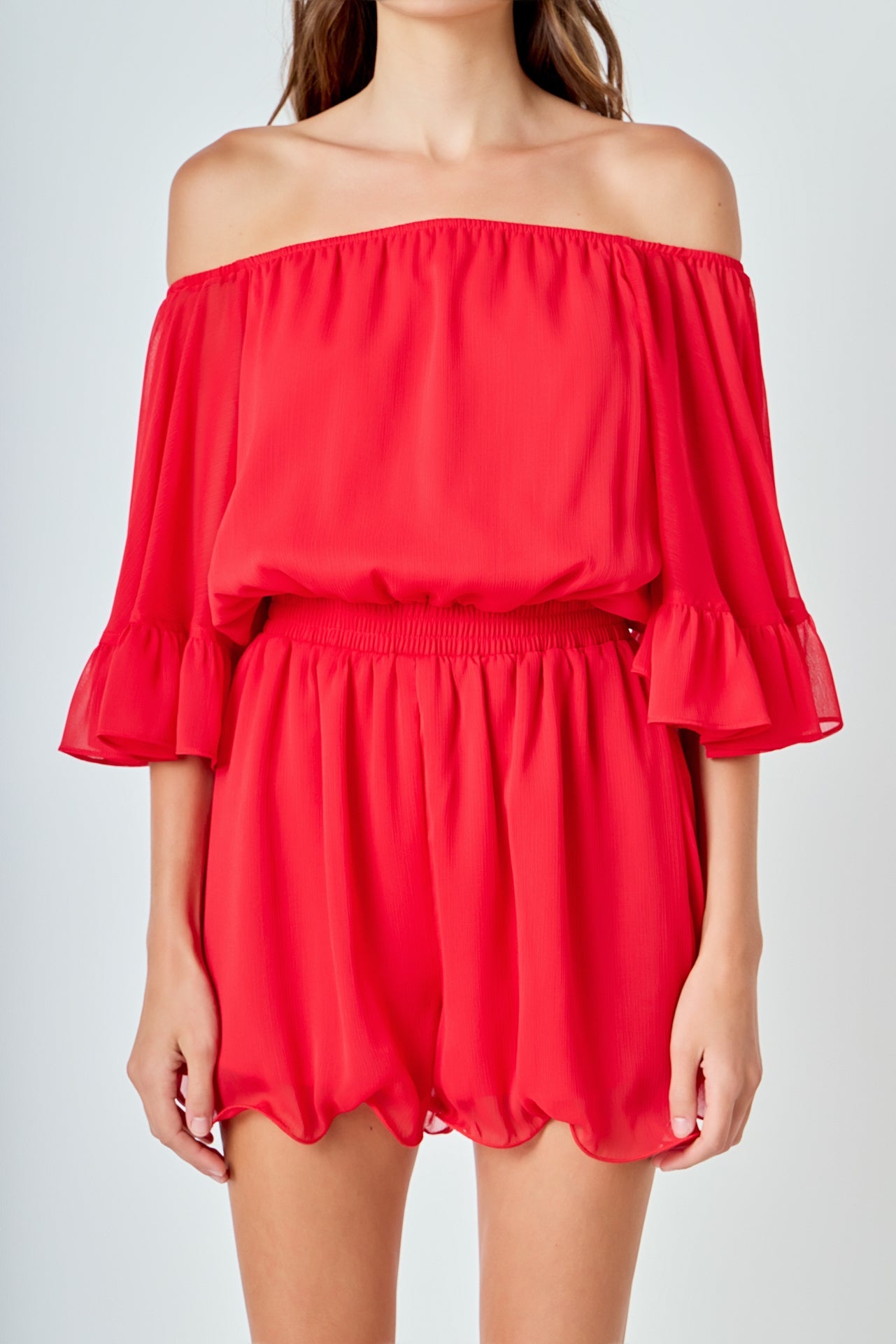 Ruffled Sleeve Romper